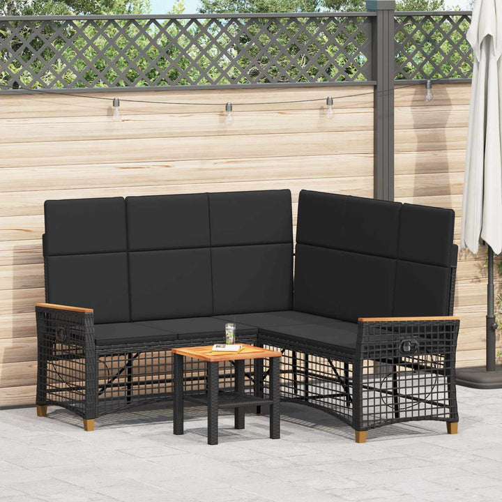 Havemøbel-set med reclining sofa 5-Antal sæder Sort