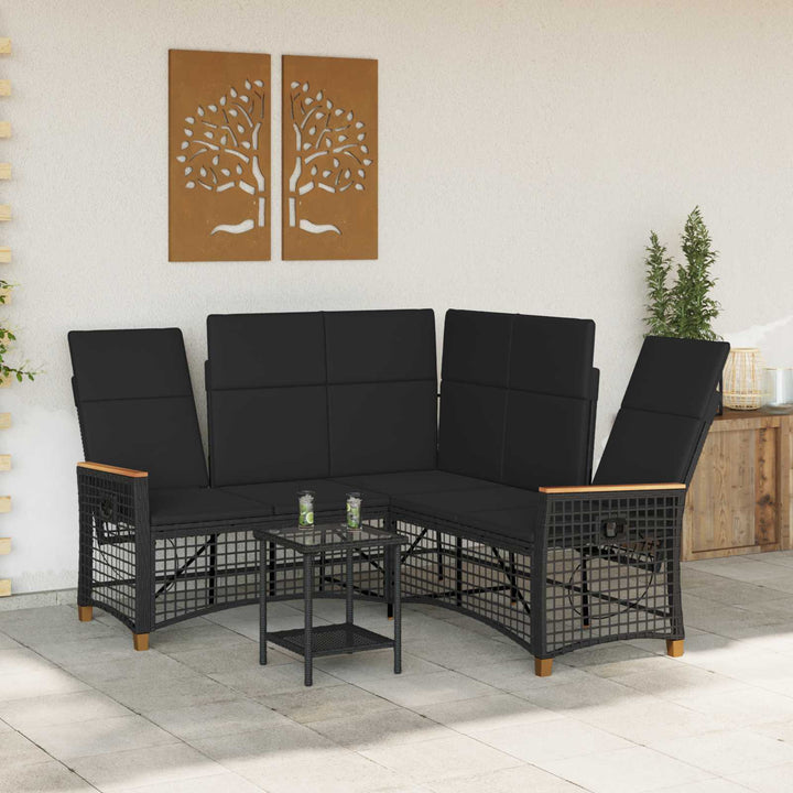 Havemøbel-set med reclining sofa 5-Antal sæder Sort
