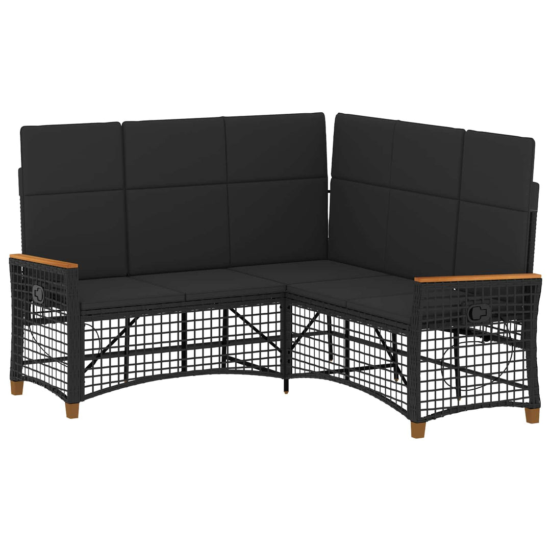 Havemøbel-set med reclining sofa 5-Antal sæder Sort