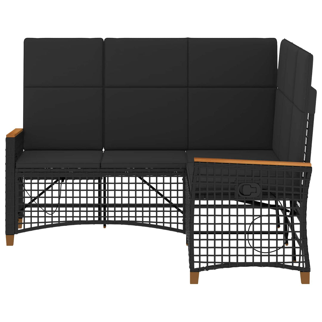 Havemøbel-set med reclining sofa 5-Antal sæder Sort
