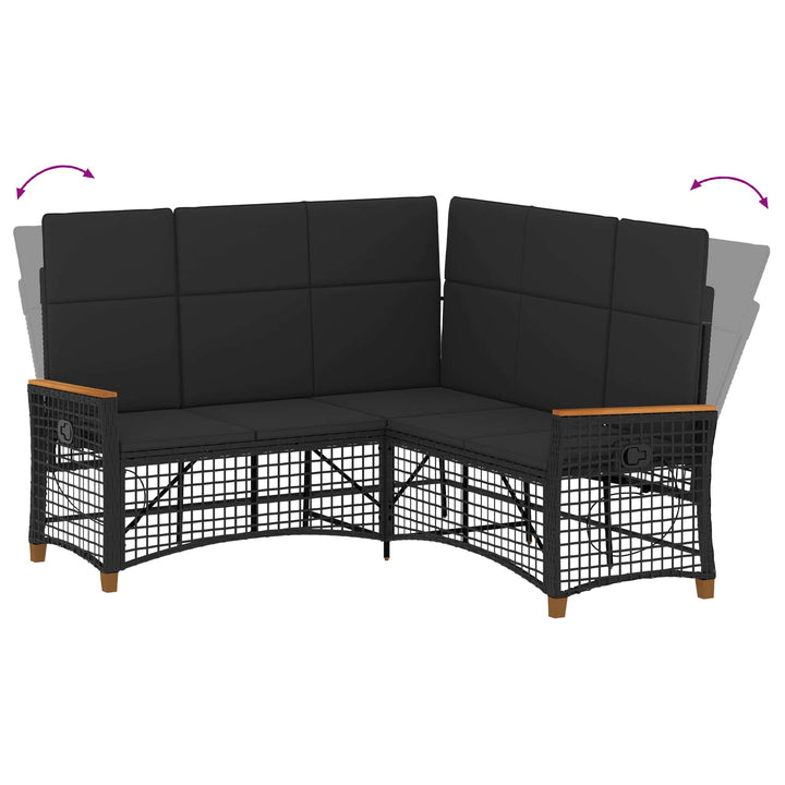 Havemøbel-set med reclining sofa 5-Antal sæder Sort