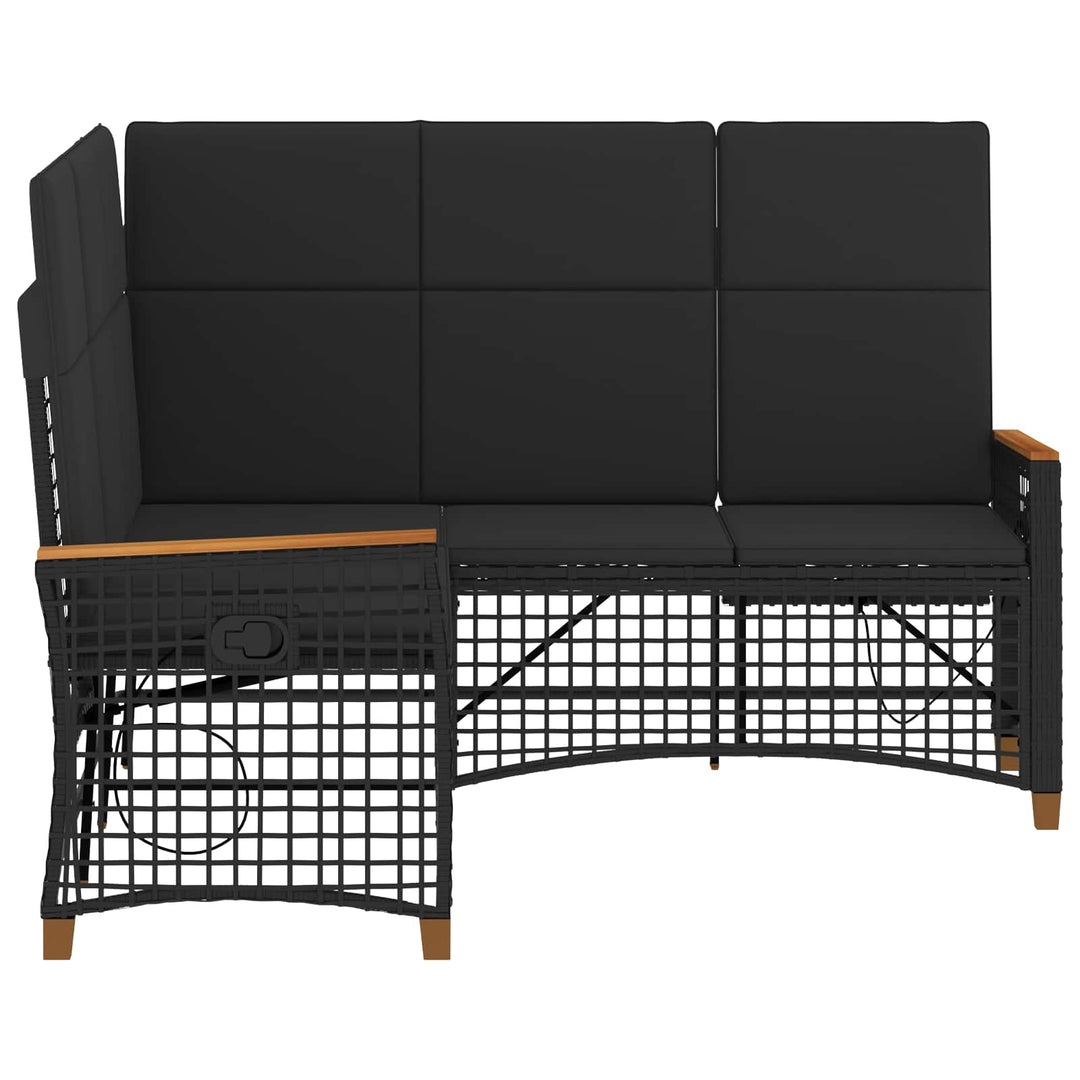 Havemøbel-set med reclining sofa 5-Antal sæder Sort