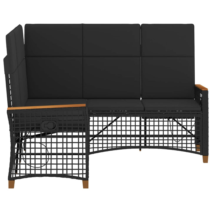 Havemøbel-set med reclining sofa 5-Antal sæder Sort