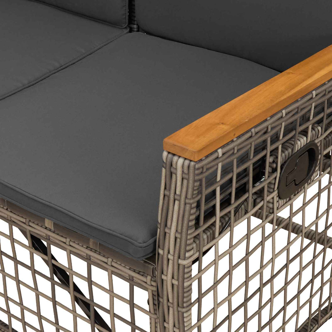 Havemøbel-set med reclining sofa 5-Antal sæder Grå og Mørkegrå