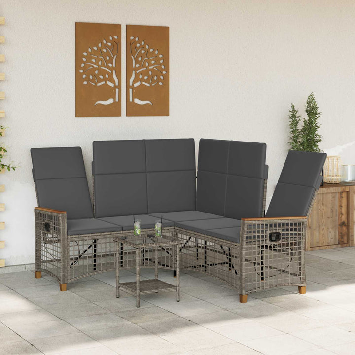 Havemøbel-set med reclining sofa 5-Antal sæder Grå og Mørkegrå