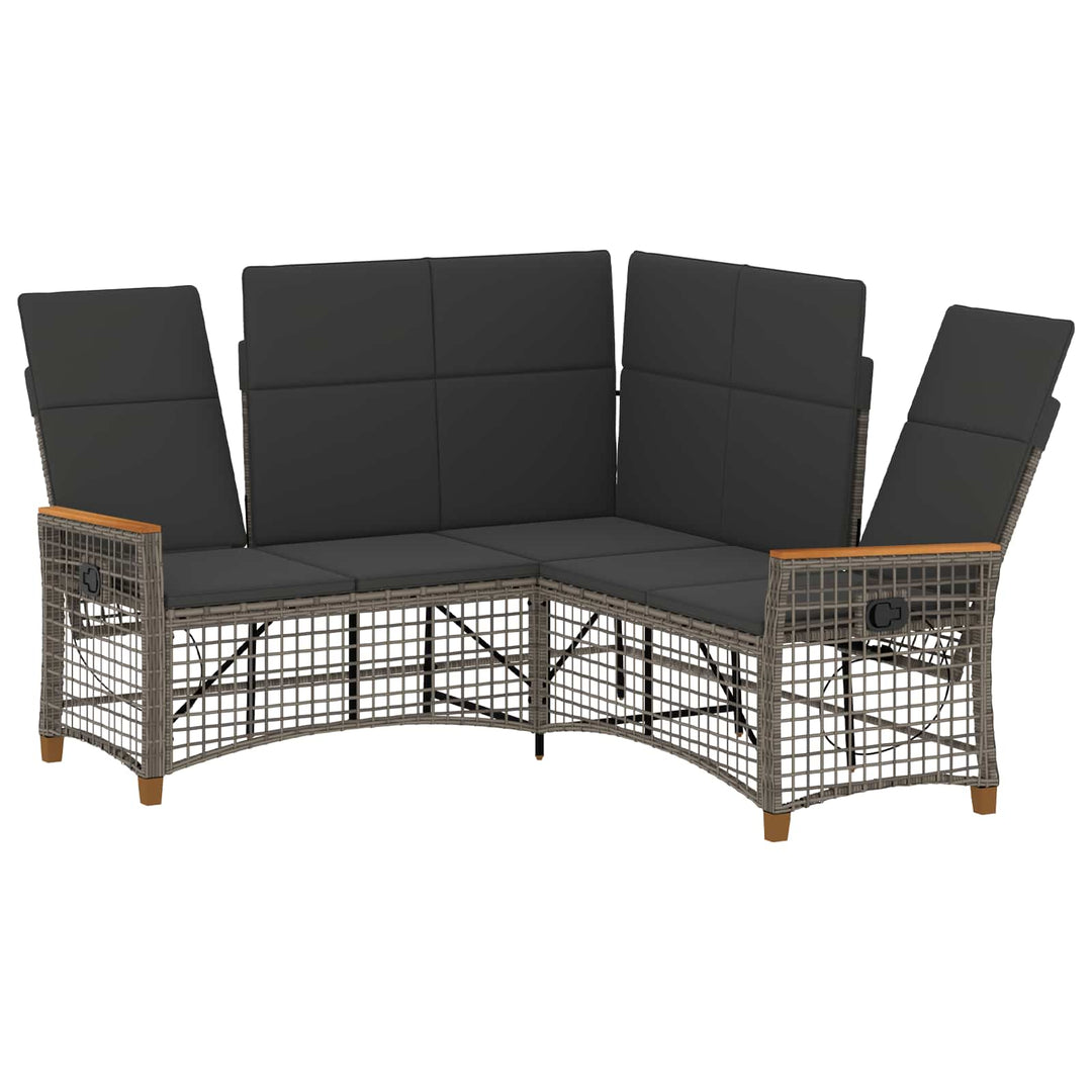 Havemøbel-set med reclining sofa 5-Antal sæder Grå og Mørkegrå
