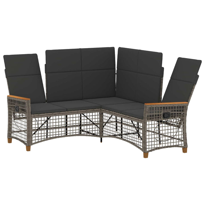 Havemøbel-set med reclining sofa 5-Antal sæder Grå og Mørkegrå