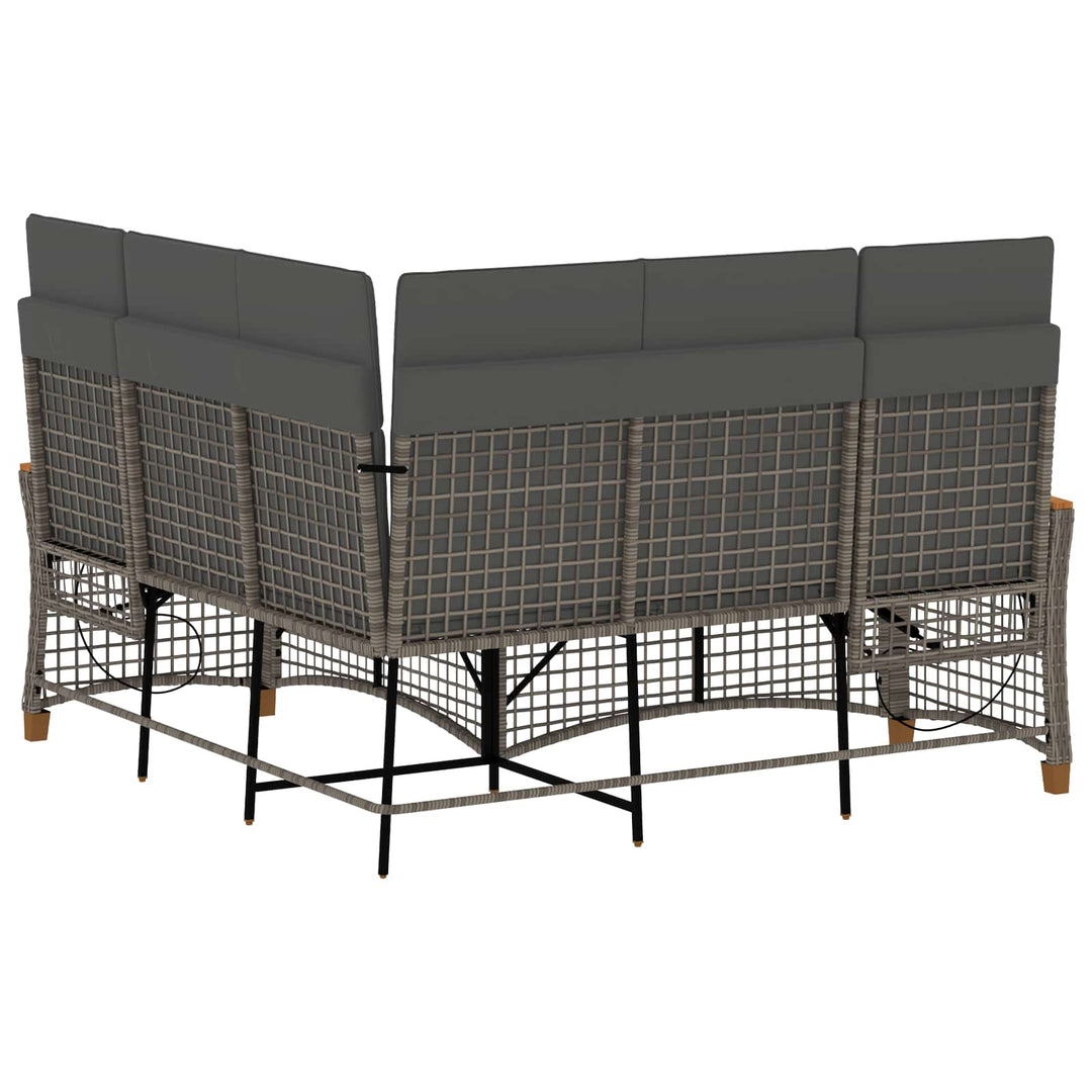 Havemøbel-set med reclining sofa 5-Antal sæder Grå og Mørkegrå