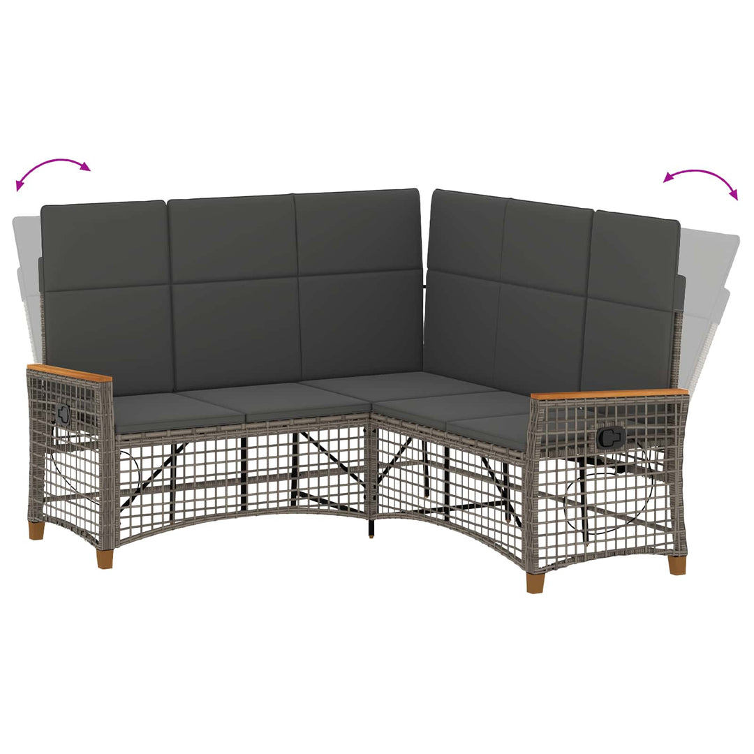 Havemøbel-set med reclining sofa 5-Antal sæder Grå og Mørkegrå