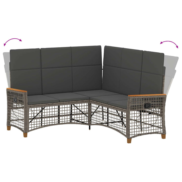 Havemøbel-set med reclining sofa 5-Antal sæder Grå og Mørkegrå