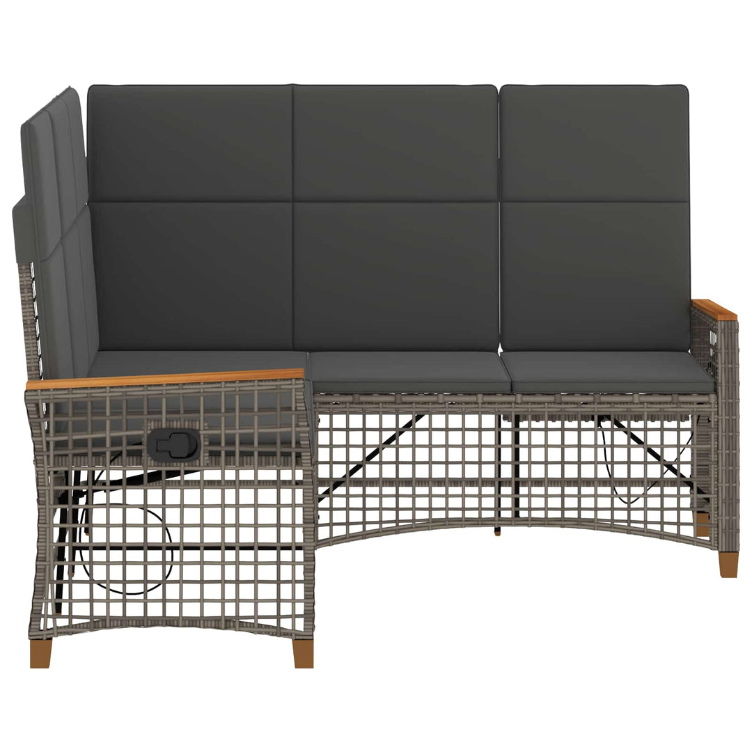 Havemøbel-set med reclining sofa 5-Antal sæder Grå og Mørkegrå