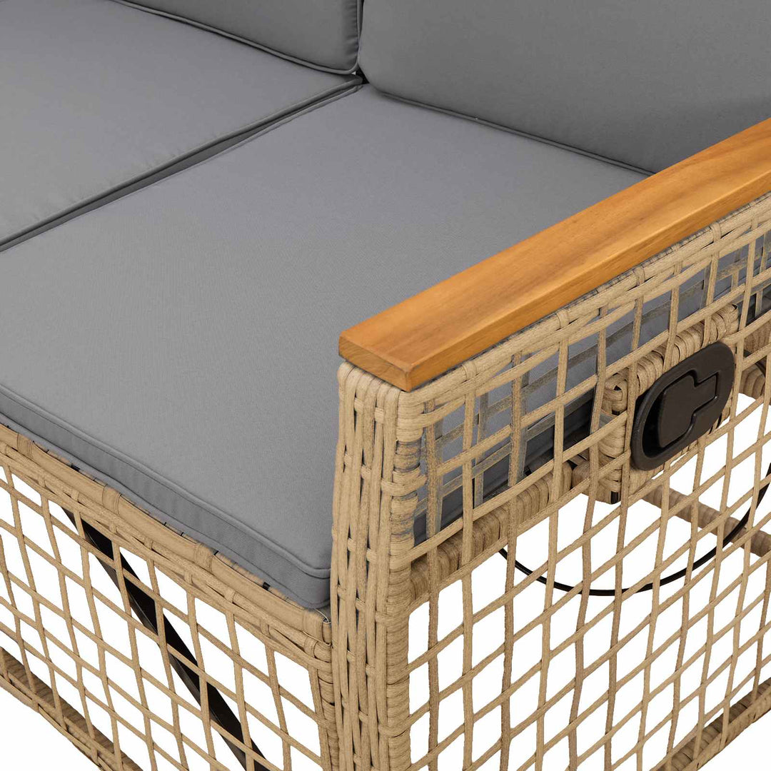 Havemøbel-set med reclining sofa 5-Antal sæder Beige og lys grå