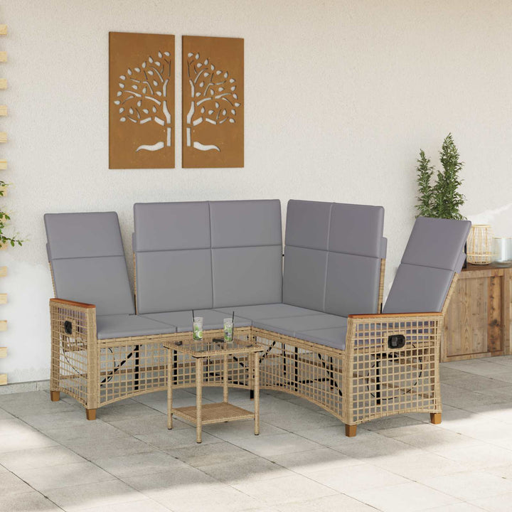 Havemøbel-set med reclining sofa 5-Antal sæder Beige og lys grå