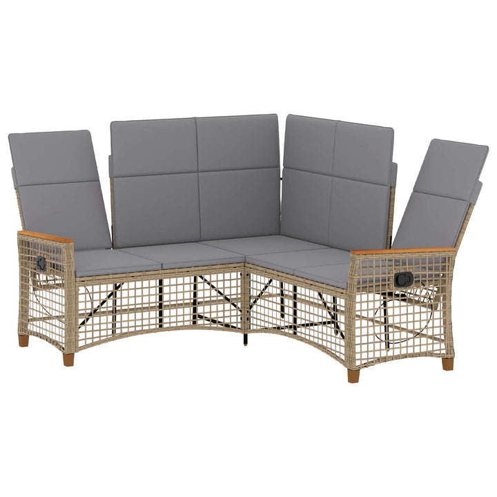 Havemøbel-set med reclining sofa 5-Antal sæder Beige og lys grå