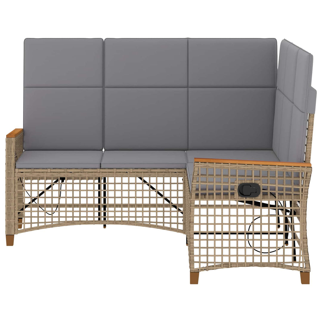 Havemøbel-set med reclining sofa 5-Antal sæder Beige og lys grå