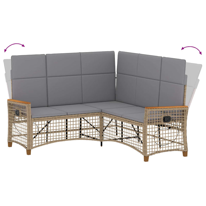 Havemøbel-set med reclining sofa 5-Antal sæder Beige og lys grå