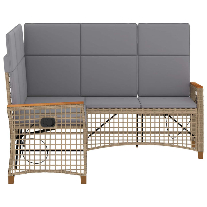 Havemøbel-set med reclining sofa 5-Antal sæder Beige og lys grå