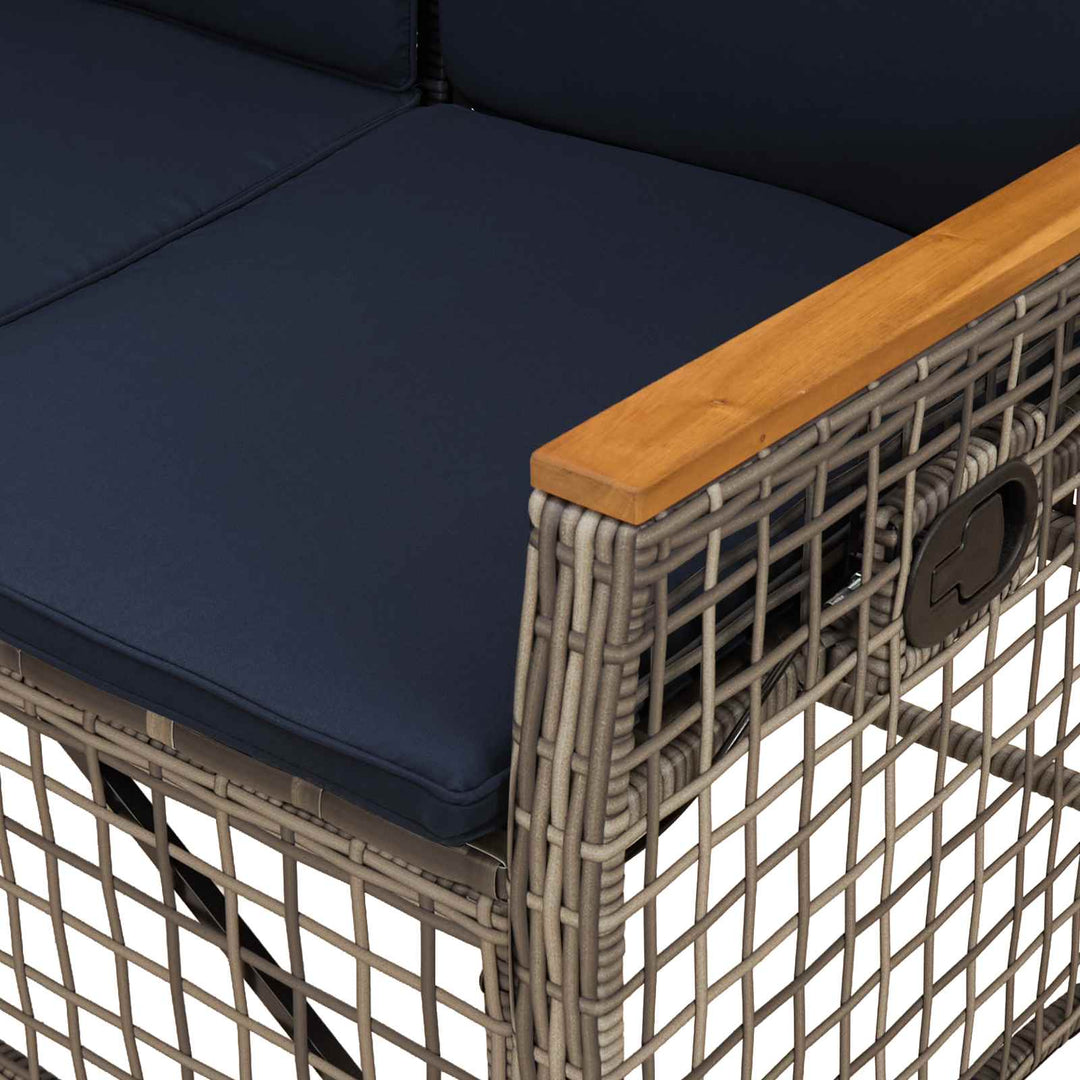 Havemøbel-set med reclining sofa 5-Antal sæder Grå og Marineblå