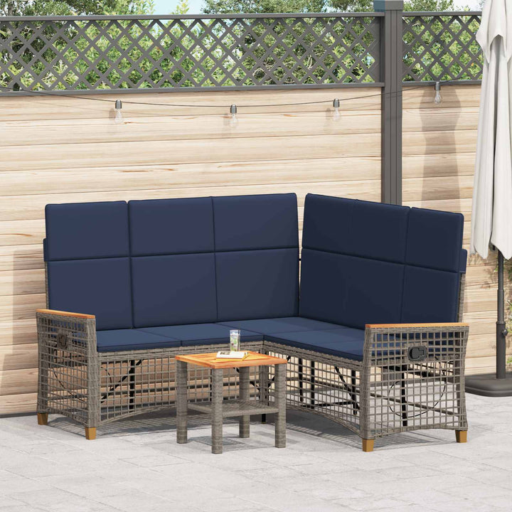 Havemøbel-set med reclining sofa 5-Antal sæder Grå og Marineblå