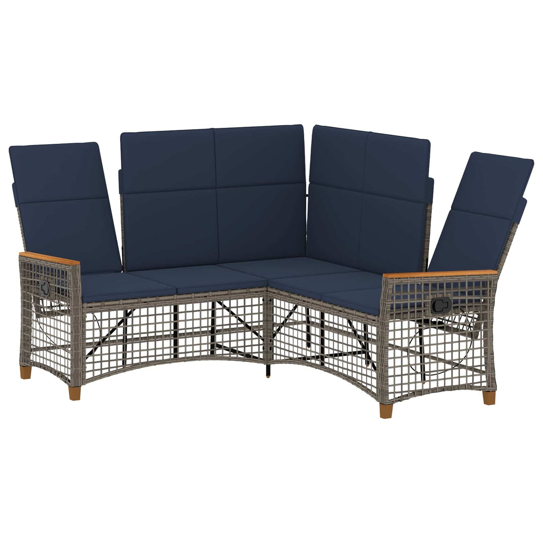 Havemøbel-set med reclining sofa 5-Antal sæder Grå og Marineblå