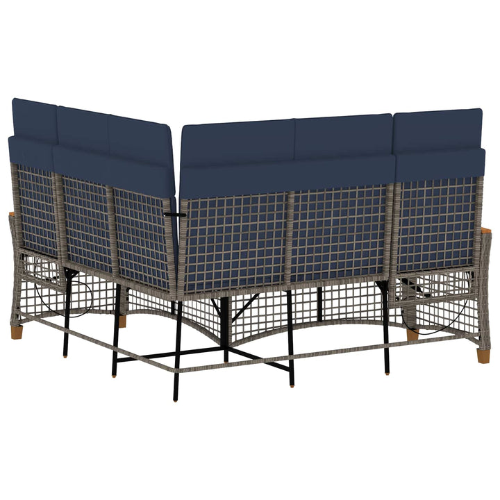 Havemøbel-set med reclining sofa 5-Antal sæder Grå og Marineblå