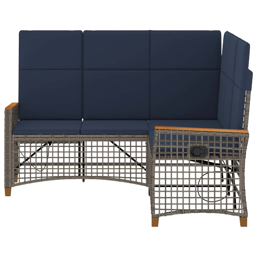 Havemøbel-set med reclining sofa 5-Antal sæder Grå og Marineblå