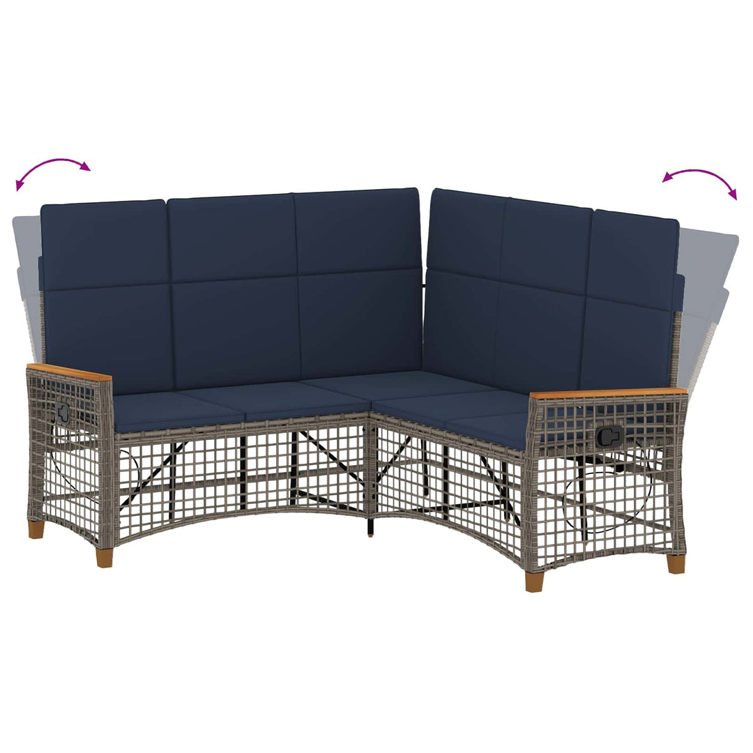 Havemøbel-set med reclining sofa 5-Antal sæder Grå og Marineblå