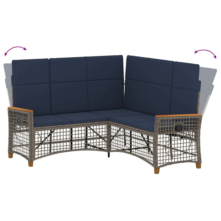 Havemøbel-set med reclining sofa 5-Antal sæder Grå og Marineblå
