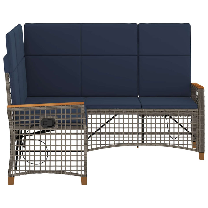 Havemøbel-set med reclining sofa 5-Antal sæder Grå og Marineblå