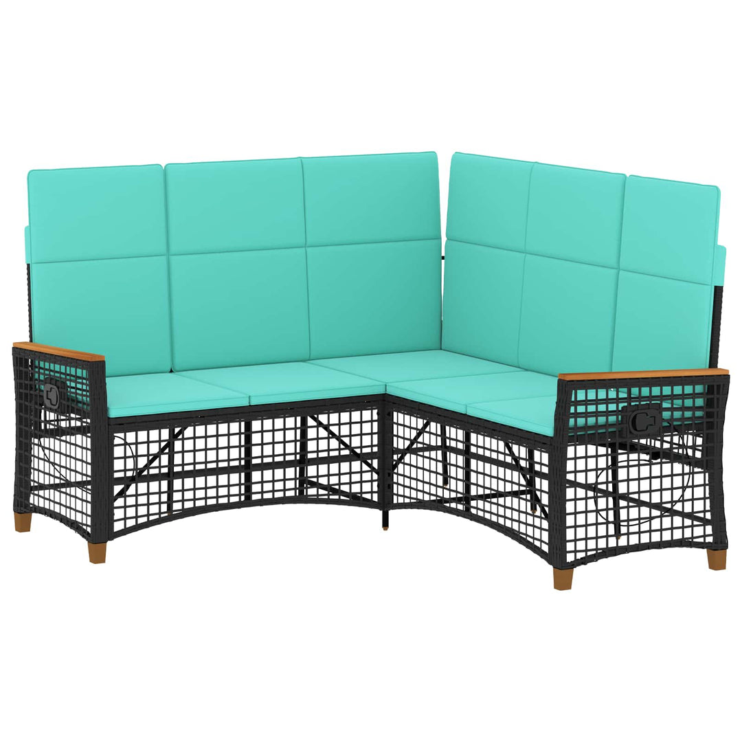 Havemøbel-set med reclining sofa 5-Antal sæder Sort og turkis