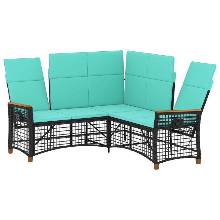 Havemøbel-set med reclining sofa 5-Antal sæder Sort og turkis