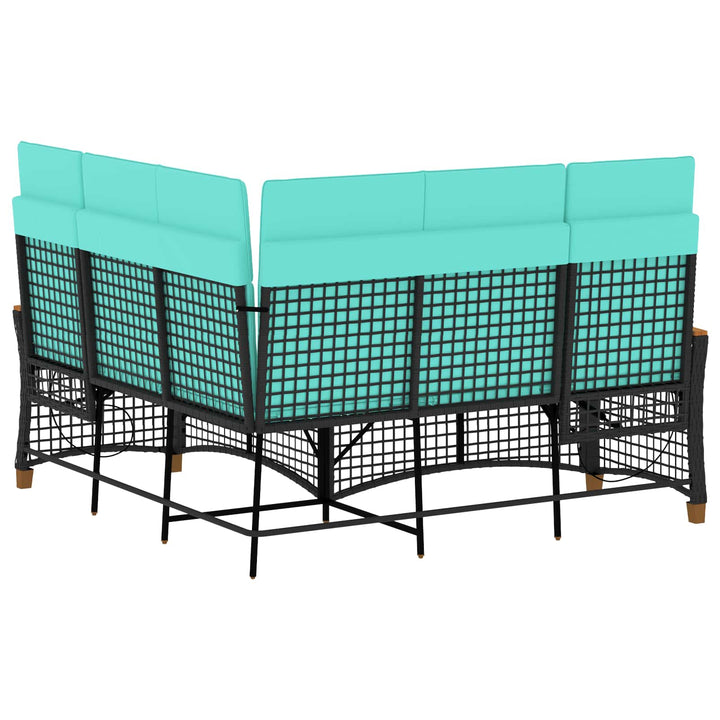 Havemøbel-set med reclining sofa 5-Antal sæder Sort og turkis