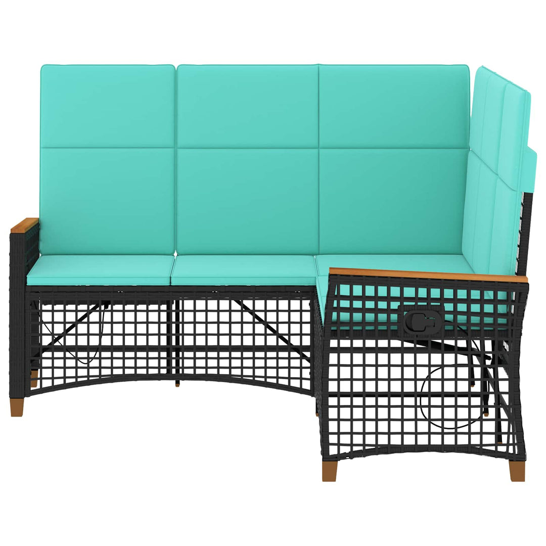 Havemøbel-set med reclining sofa 5-Antal sæder Sort og turkis