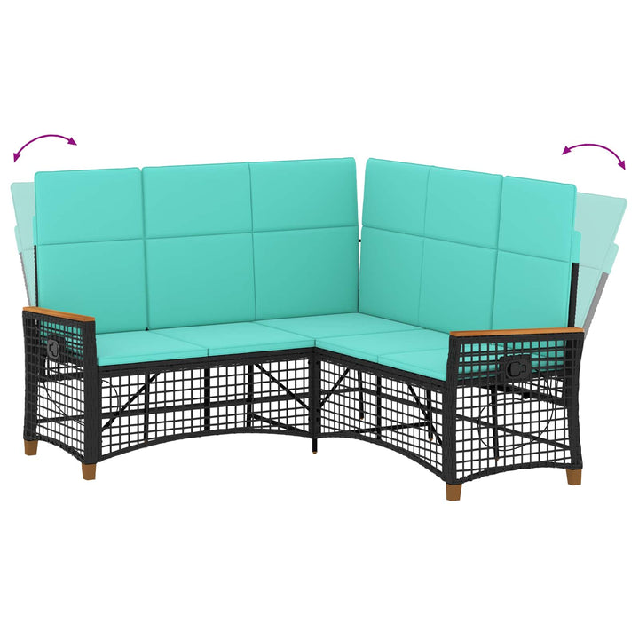 Havemøbel-set med reclining sofa 5-Antal sæder Sort og turkis