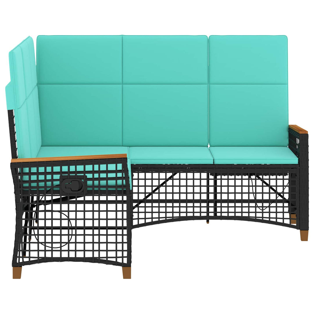 Havemøbel-set med reclining sofa 5-Antal sæder Sort og turkis