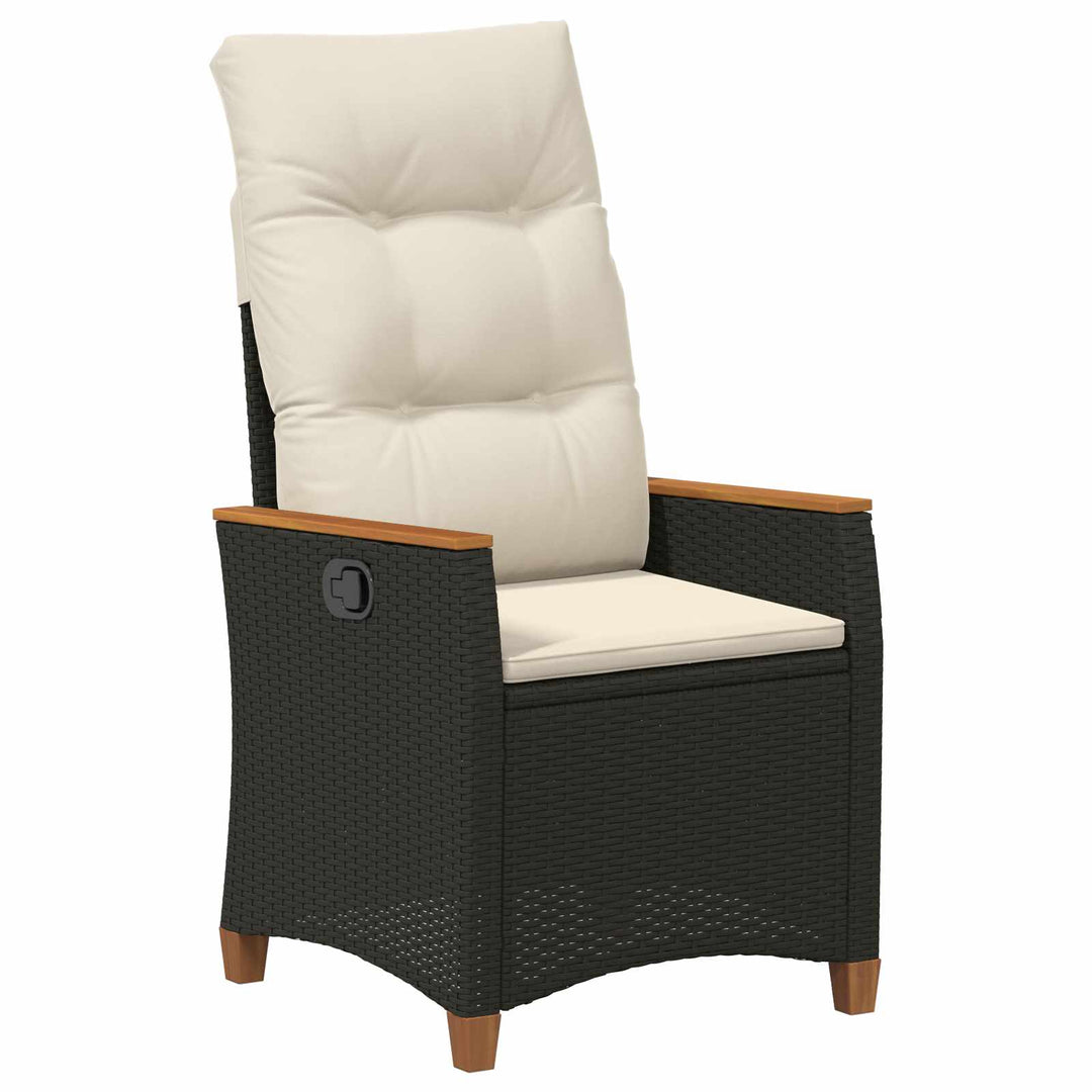 Lænestol til haven Sort og Cream 64 x 57,5 x 112 cm polyrattan