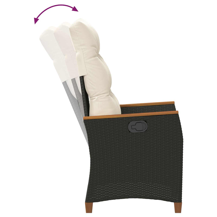 Lænestol til haven Sort og Cream 64 x 57,5 x 112 cm polyrattan