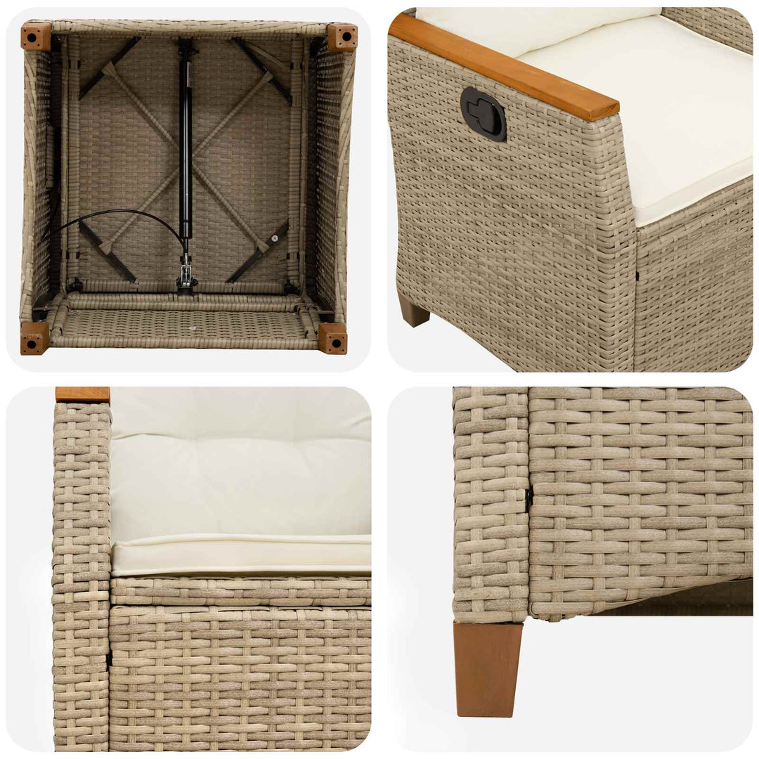 Lænestol til haven Beige og creme 64 x 57,5 x 112 cm polyrattan