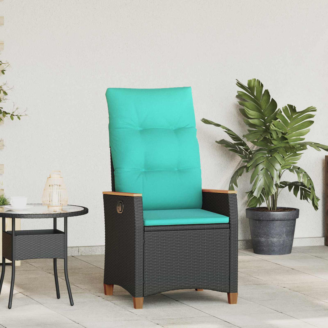 Lænestol til haven Sort og turkis 64 x 57,5 x 112 cm polyrattan