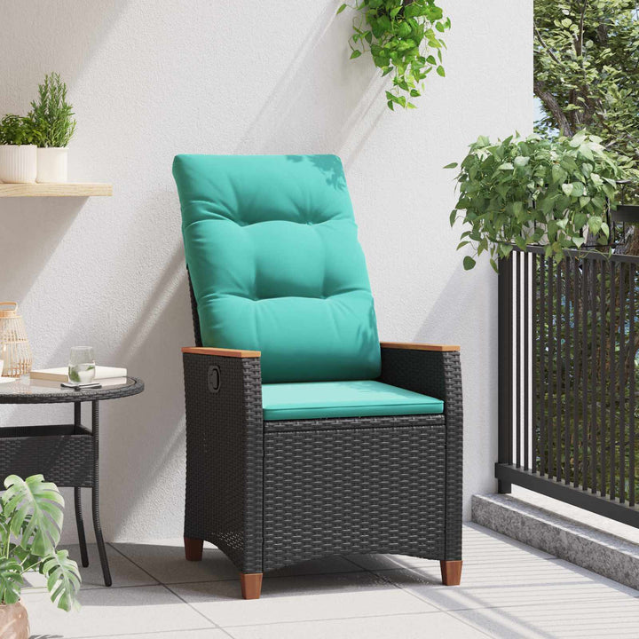 Lænestol til haven Sort og turkis 64 x 57,5 x 112 cm polyrattan