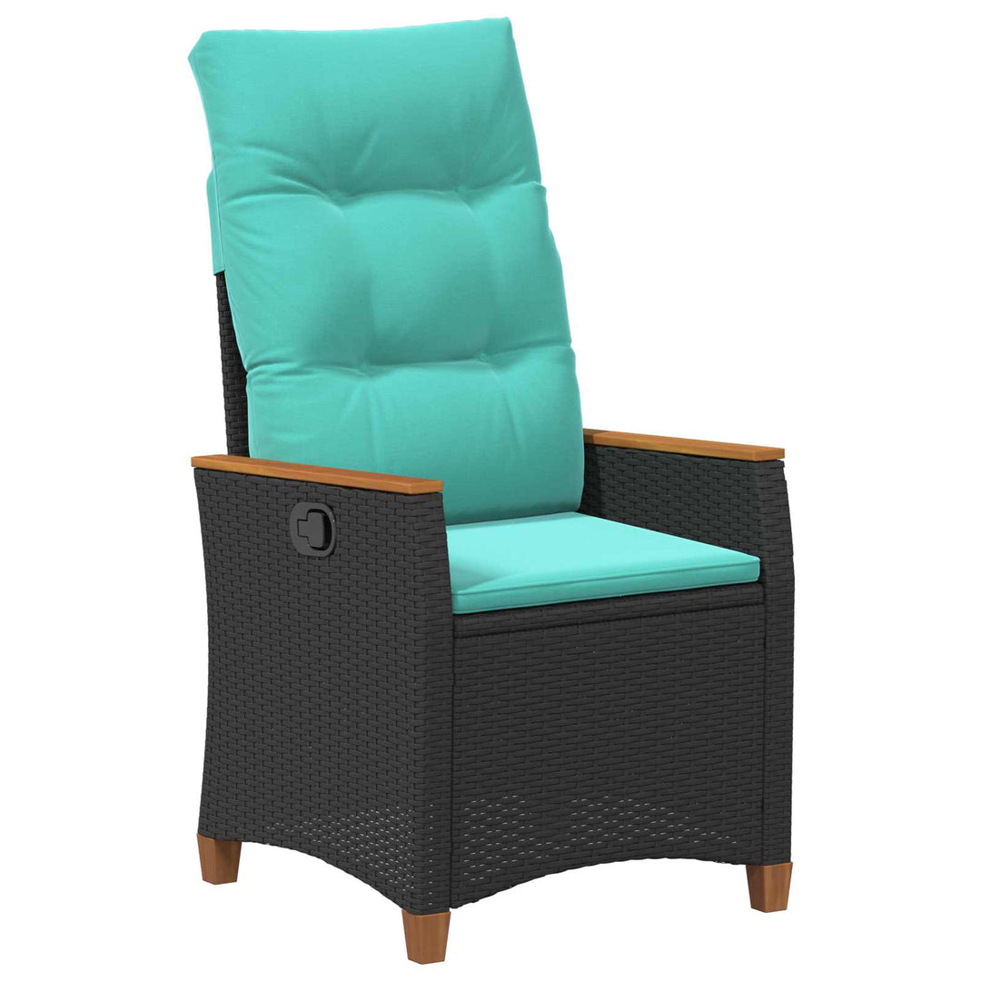 Lænestol til haven Sort og turkis 64 x 57,5 x 112 cm polyrattan