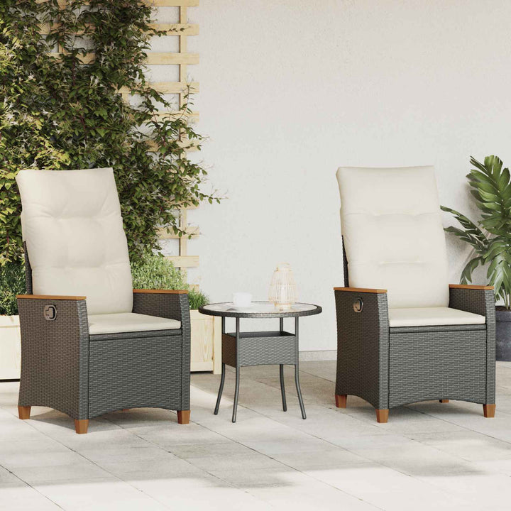 Lænestol til haven Sort og Cream 64 x 57,5 x 112 cm polyrattan