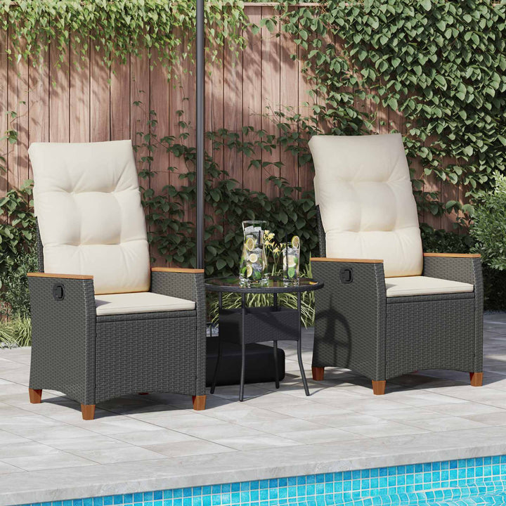 Lænestol til haven Sort og Cream 64 x 57,5 x 112 cm polyrattan