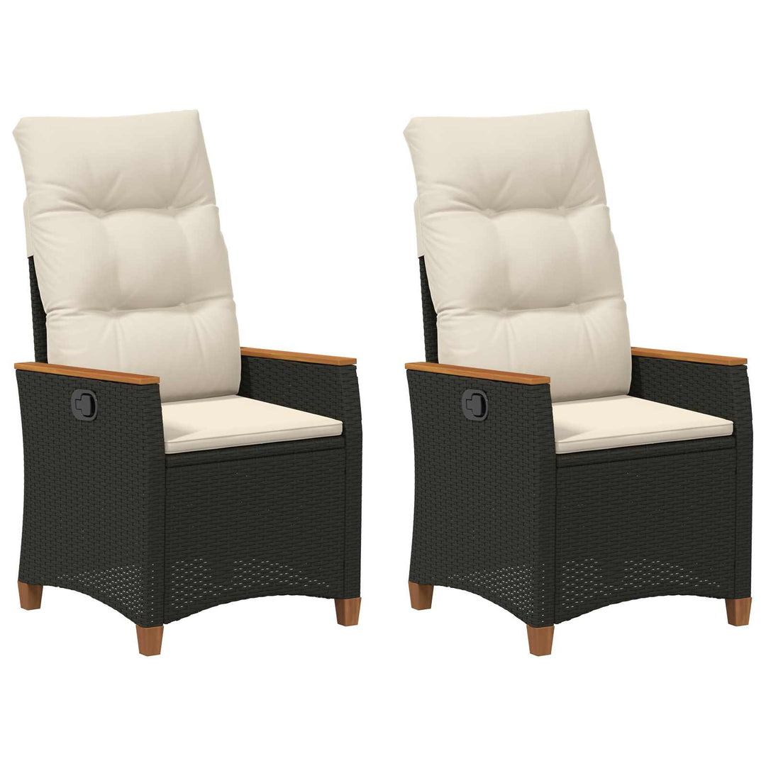Lænestol til haven Sort og Cream 64 x 57,5 x 112 cm polyrattan