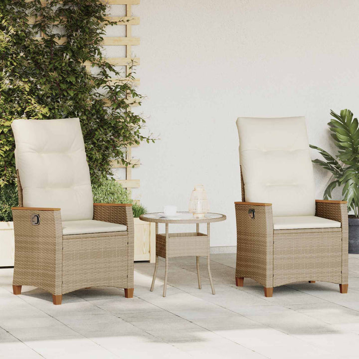 Lænestol til haven Beige og creme 64 x 57,5 x 112 cm polyrattan