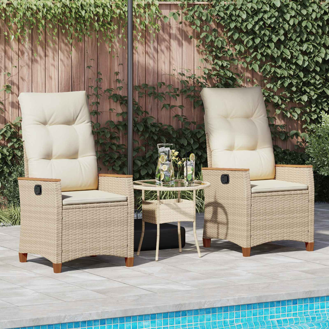 Lænestol til haven Beige og creme 64 x 57,5 x 112 cm polyrattan