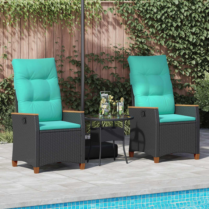 Lænestol til haven Sort og turkis 64 x 57,5 x 112 cm polyrattan