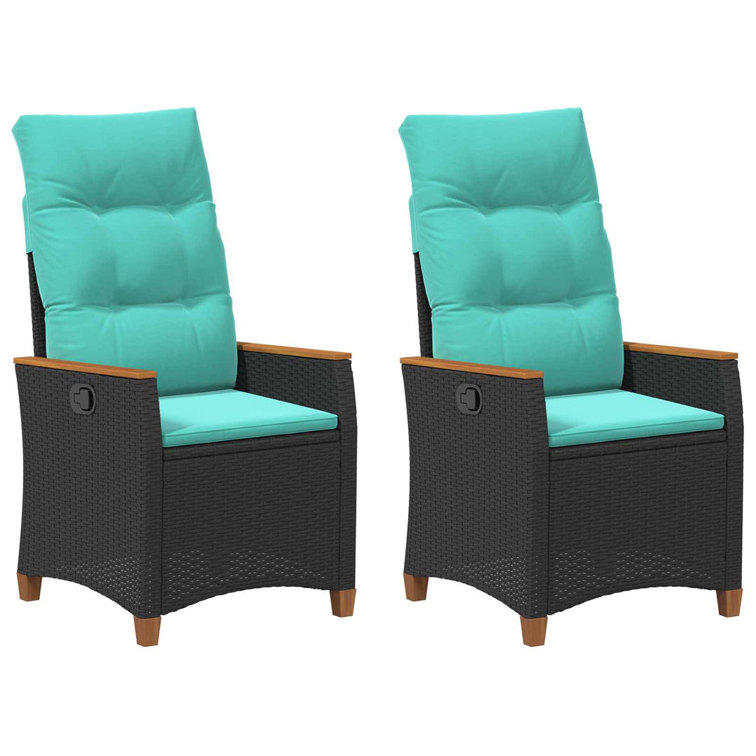 Lænestol til haven Sort og turkis 64 x 57,5 x 112 cm polyrattan