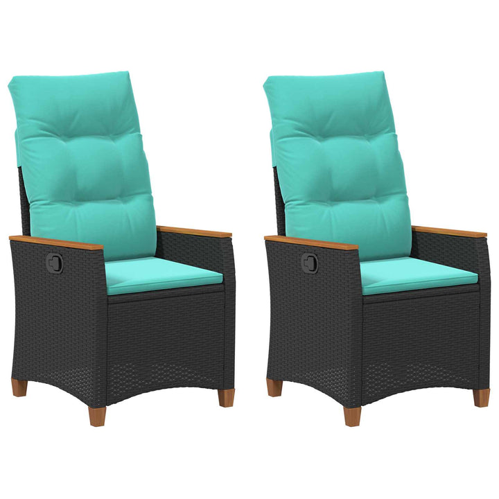 Lænestol til haven Sort og turkis 64 x 57,5 x 112 cm polyrattan