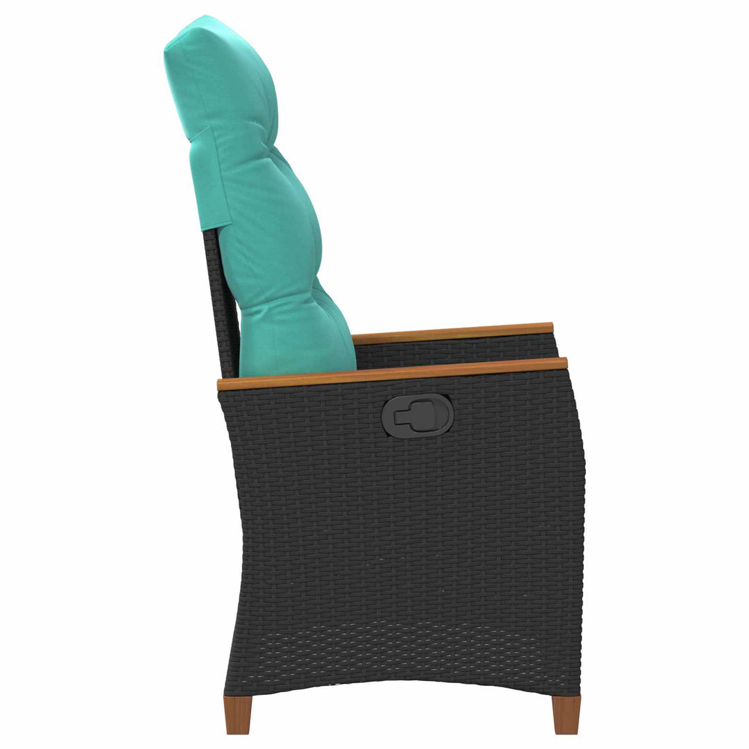 Lænestol til haven Sort og turkis 64 x 57,5 x 112 cm polyrattan